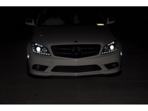 Mercedes-Benz C-Class Headlights - SPYDER - Projector, Halogen, DRL - Black - `08-`11