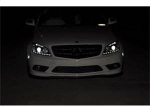 Mercedes-Benz C-Class Headlights - SPYDER - Projector, Halogen, DRL - Black - `08-`11