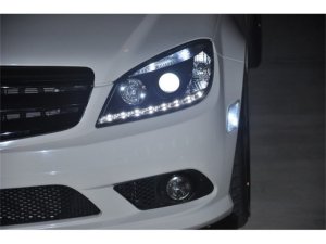 Mercedes-Benz C-Class Headlights - SPYDER - Projector, Halogen, DRL - Black - `08-`11