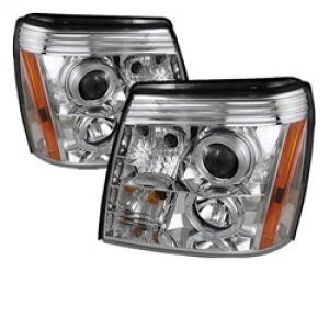 Cadillac Escalade Headlights - SPYDER - LED Halo DRL Projector, Xenon/HID Model - Chrome - `02-`06