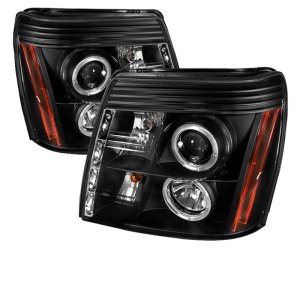 Cadillac Escalade Headlights - SPYDER - Projector LED Halo DRL - Black - `02-`06