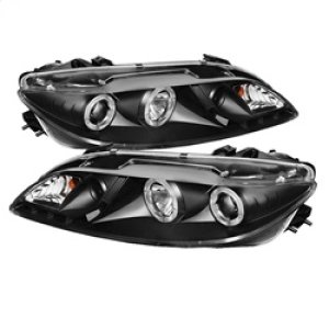 Mazda 6 Headlights - SPYDER - LED Halo DRL with Fog Lights - Black - `03-`05