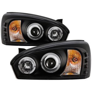 Chevrolet Malibu Headlights - SPYDER - Projector + LED Halo - Black - `04-`07