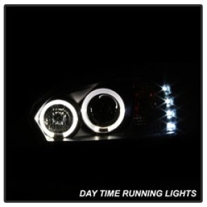 Chevrolet Malibu Headlights - SPYDER - Projector + LED Halo - Black - `04-`07