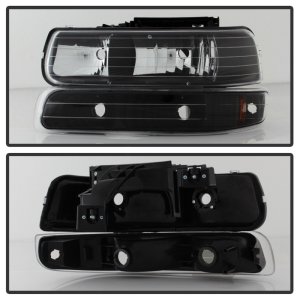 Chevrolet Tahoe Headlights + Bumper Lights - Front - SPYDER - xTune Amber Crystal - Black - `00-`06 Chevrolet Tahoe Headlights + Bumper Lights - Front - SPYDER - xTune Amber Crystal - Black - `00-`06