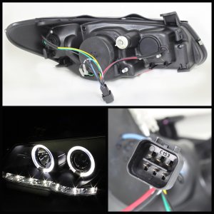 Hyundai Elantra Headlights - SPYDER - Projector LED Halo DRL - Black - `07-`10