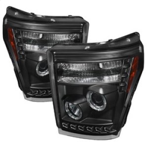 Ford Super Duty Headlights - SPYDER - LED Halo Projector - Black - `11-`15
