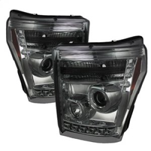 Ford Super Duty Headlights - SPYDER - LED Halo DRL - Smoke - `11-`15
