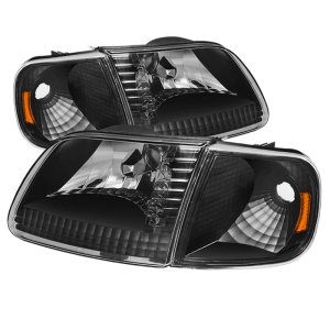 Ford Expedition Headlights - Front - SPYDER - xTune Crystal w/Corner - Black - `97-`02