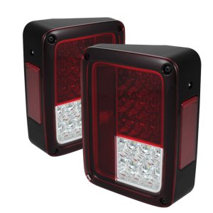 Jeep Wrangler LED Tail Lights - SPYDER - Red Clear - `07-`15