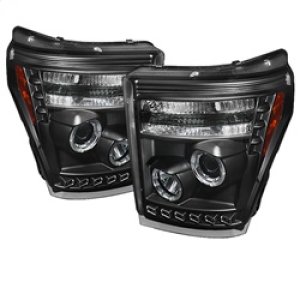 Ford Super Duty Headlights - SPYDER - CCFL Halo DRL Projector - Black - `11-`15