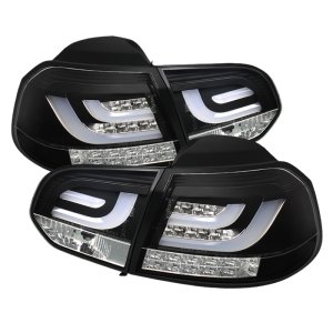 Volkswagen Golf LED Tail Lights - SPYDER - G2 Type with Light Bar - Black - `10-`13