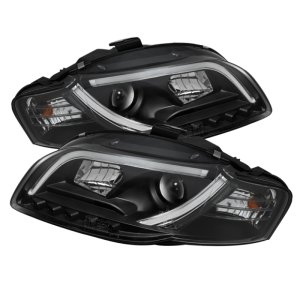 Audi A4 Headlights - SPYDER - Light Tube DRL - Black - `06-`08