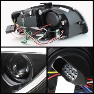 Audi A4 Headlights - SPYDER - Light Tube DRL - Black - `06-`08