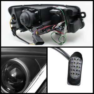 Audi A6 Headlights - SPYDER - DRL LED Projector Headlights - Black - `05-`07