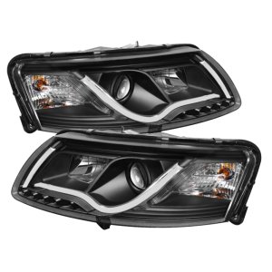 Audi A6 Headlights - SPYDER - DRL LED Projector Headlights - Black - `05-`07
