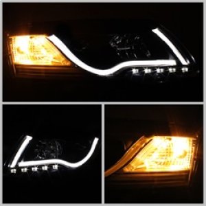 Audi A6 Headlights - SPYDER - DRL LED Projector Headlights - Black - `05-`07