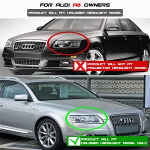 Audi A6 Headlights - SPYDER - DRL LED Projector Headlights - Black - `05-`07