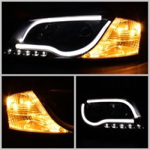 Audi A3 Projector Headlights - SPYDER - Light Tube DRL - Black - `06-`08