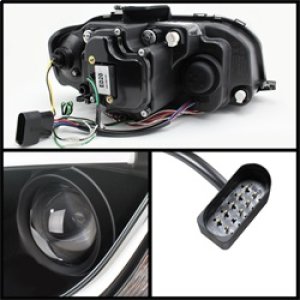 Audi A3 Projector Headlights - SPYDER - Light Tube DRL - Black - `06-`08