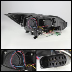 Ford Focus Headlights - SPYDER - Projector, DRL - Black - `12-`14