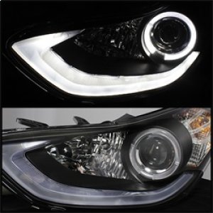 Hyundai Elantra Headlights - SPYDER - Projector, LED Halo, DRL - Black - `11-`13