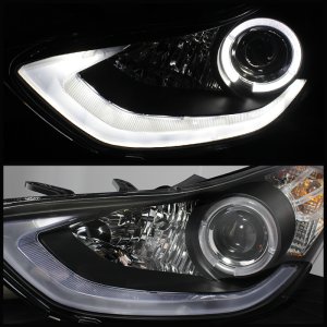 Hyundai Elantra Headlights - SPYDER - Projector, LED Halo, DRL - Black - `11-`13
