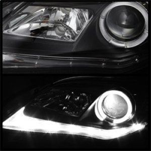 Toyota Corolla Projector Headlights - SPYDER - DRL LED, Halogen Model - Black - `11-`13