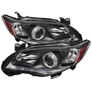 Toyota Corolla Projector Headlights - SPYDER - DRL LED, Halogen Model - Black - `11-`13