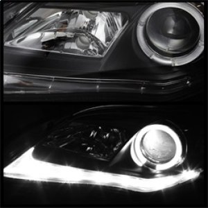 Toyota Corolla Projector Headlights - SPYDER - DRL LED, Halogen Model - Black - `11-`13