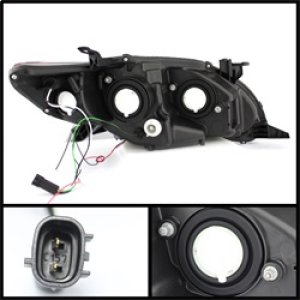 Toyota Corolla Projector Headlights - SPYDER - DRL LED, Halogen Model - Black - `11-`13