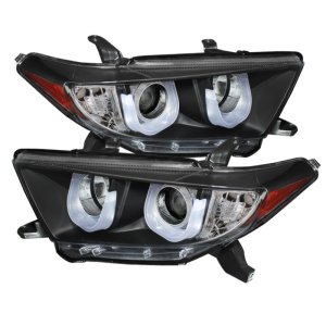 Toyota Highlander Headlights - SPYDER - Projector, 3D DRL - Black - `11-`13