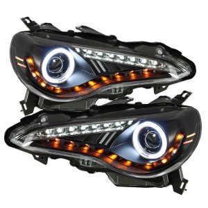 Scion FRS Headlight Set - SPYDER - CCFL Halo DRL LED Projector - Black - `12-`14