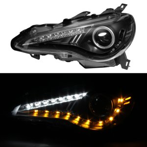 Scion FRS Headlights - SPYDER - Projector DRL LED - Black - `12-`14