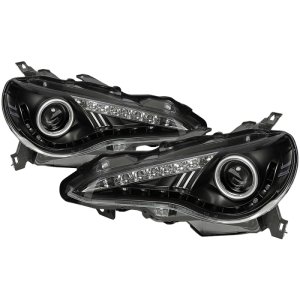 Scion FRS Headlights - SPYDER - Projector DRL LED - Black - `12-`14