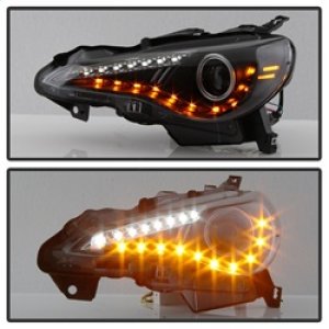 Scion FRS Headlights - SPYDER - Projector DRL LED - Black - `12-`14