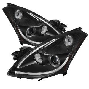 Nissan Altima Headlights - SPYDER - Projector, Light Tube DRL, LED Halo - Black - `10-`12