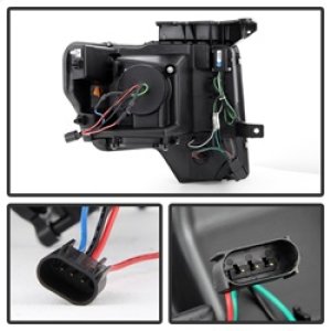 Ford F150 Headlights - SPYDER - Projector Light Bar DRL - Black - `09-`14