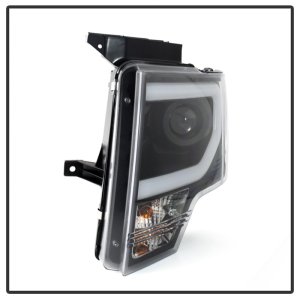 Ford F150 Headlights - SPYDER - Projector + Light Bar DRL - Black - `13-`14