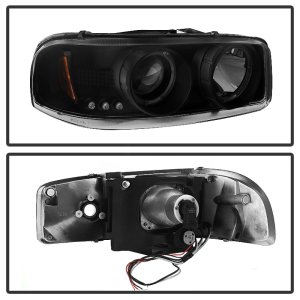 GMC Sierra 2500 Headlights - SPYDER - Halo LED Projector - Black Smoke - `99-`06