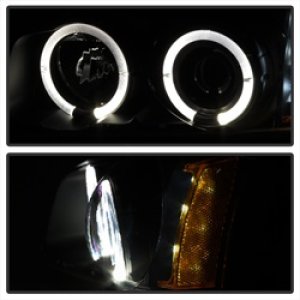 Chevrolet Silverado 2500 Headlights - SPYDER - Projector LED Halo - Black Smoke - `03-`06