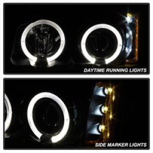 Chevrolet Silverado 3500 Headlights - SPYDER - Projector LED Halo - Black Smoke - `03-`06