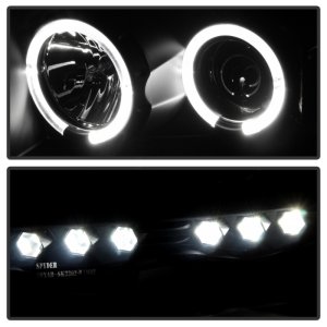 Dodge Ram 1500 Headlights - SPYDER - Projector LED Halo - Black Smoke - `02-`05