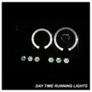 Dodge Ram 1500 Headlights - SPYDER - Projector LED Halo - Black Smoke - `02-`05