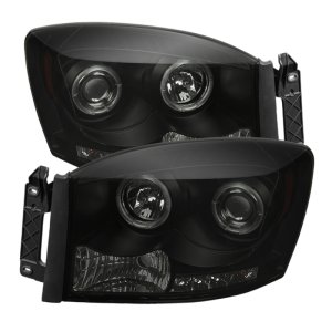 Dodge Ram 1500 Headlights - SPYDER - LED Halo Projector - Black Smoke - `06-`08