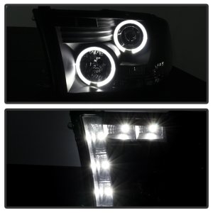 Dodge Ram 1500 Headlight Set - SPYDER - LED Halo - Black Smoke - `09-`14