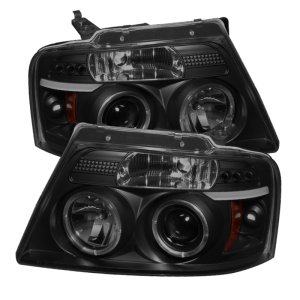 Ford F150 Headlights - SPYDER - Version 2 LED Halo - Black Smoke - `04-`08