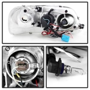 Ford F150 Headlights - SPYDER - LED Halo - Amber Reflector - Black Smoke - `97-`03