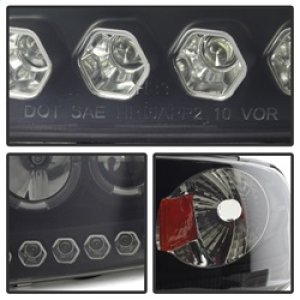 Ford F150 Headlights - SPYDER - LED Halo - Amber Reflector - Black Smoke - `97-`03