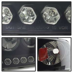 Ford F150 Headlights - SPYDER - LED Halo - Amber Reflector - Black Smoke - `97-`03